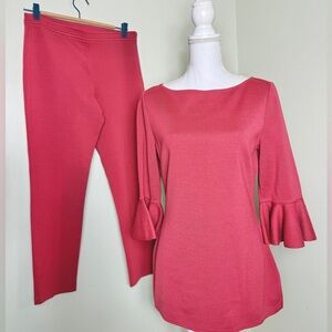 ST JOHN Wool Knit Top and Matching Wool Knit Ankle Pants Set Small 6